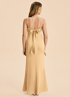 Azazie Mia Junior Robe Sirène en Satin extensible Plissé Or image2