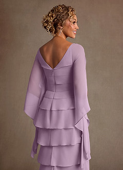Azazie Arabinda Mother of the Bride Dresses Wisteria Sheath Ruched Chiffon Dress image6
