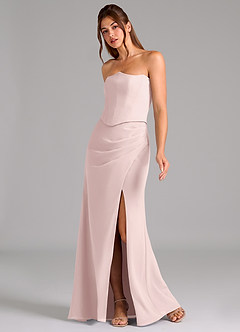 Azazie Jenine Bridesmaid Dresses Blushing Pink Mermaid Strapless Chiffon Dress image4