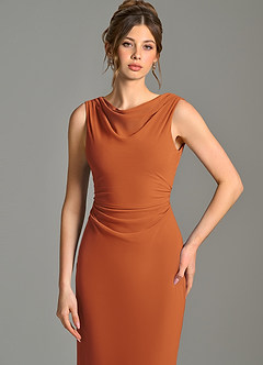 Azazie Kieryn Bridesmaid Dresses Cinnamon Mermaid Pleated Chiffon Dress image6