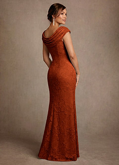 Azazie Irvine Mother of the Bride Dresses Paprika A-Line Pleated Floral Burnout Dress image2