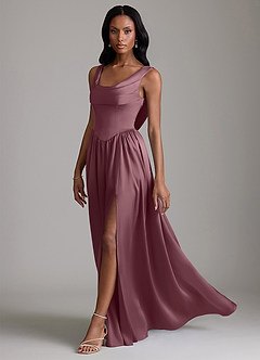 Azazie Novi Bridesmaid Dresses Amethyst A-Line with Pockets Stretch Satin Dress image6