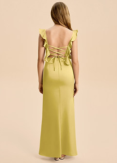 Azazie Jessamine Junior Canary A-Line Ruched Stretch Satin Dress image2