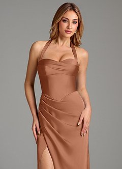 Azazie Serenity Robes de demoiselle d'honneur Robe Sirène en Satin extensible Décolleté en cœur Bronze image7