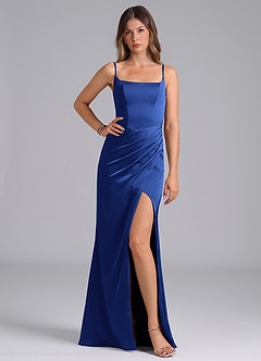 Azazie Donielle Bridesmaid Dresses Royal Blue Mermaid Corset Stretch Satin Dress image1