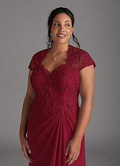 Azazie Junie Kleider für die Brautmutter A-Linie Spitze Chiffon Kleid Burgunderrot image10
