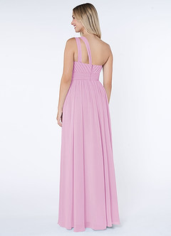 Azazie Molly Final Sale Candy Pink A-Line One Shoulder Chiffon Dress image3