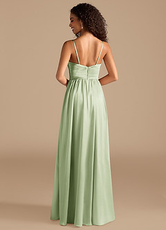 Azazie Alia Bridesmaid Dresses Dusty Sage A-Line Pleated Metallic Satin Dress image4
