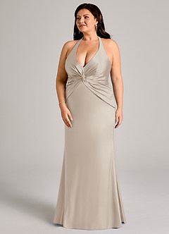 Azazie Valerie Suknie dla druhen Syrena Pofałdowany Satyna elastyczna Do ziemi Sukienka image11