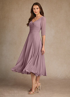 Azazie Durant Abiti per la Madre della Sposa Abito A-Line in Chiffon Plissettato Rosa Polverosa image1