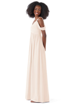 Azazie Lianne Junior Rose Petal A-Line Off the Shoulder Chiffon Dress image9