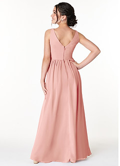 Azazie Sawyer Junior Rosette A-Line Pleated Chiffon Dress image2