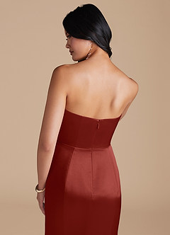 Azazie Aura Robes de demoiselle d'honneur Robe Sirène Convertible en Satiné métallisé Terracotta image4