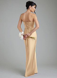 Azazie Sabrina Robes de demoiselle d'honneur Robe Sirène en Satin extensible Corset Champagne image2