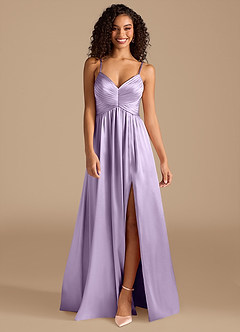 Azazie Alia Robes de demoiselle d'honneur Robe Trapèze en Satiné métallisé Plissée Lilas image8