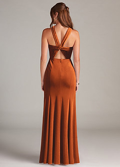 Azazie Rue Bridesmaid Dresses Burnt Orange A-Line Pleated Velvet Dress image5
