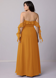 Barbie ♥ Azazie Bridesmaid Dresses Butterscotch A-Line Off the Shoulder Chiffon Convertible Dress image9