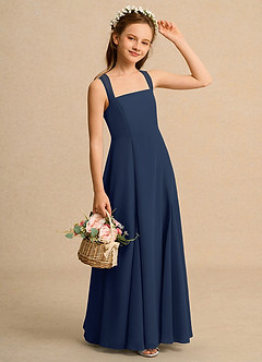 Azazie Tater Girls Formal Flower Girl Dresses Dark Navy A-Line Pleated Chiffon Dress image3
