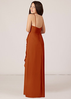 Azazie Kaylee Junior Paprika A-Line with Belt Chiffon Dress image5