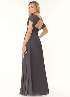 Azazie Rylee Bridesmaid Dresses Steel Grey A-Line Pleated Chiffon Dress image4