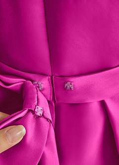 Azazie Princess Flower Girl Dresses Fuchsia A-Line Pleated Matte Satin Dress image7