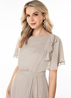 Azazie Aaliyah vestidos de dama de honor modestos Vestido de Corte En A Plisado Scoop Hasta el suelo Gasa image5