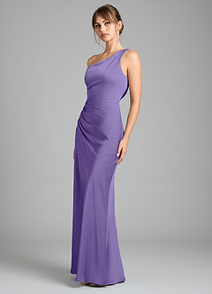 Azazie Madelyn Bridesmaid Dresses Tahiti Mermaid One Shoulder Stretch Satin Convertible Dress image6