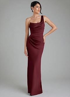 Azazie Sabrina Bridesmaid Dresses Cabernet Mermaid Corset Stretch Satin Dress image7