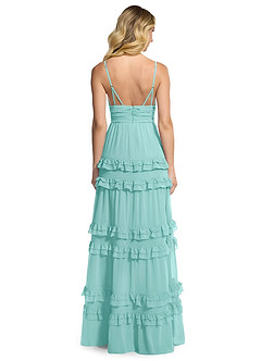 Azazie Rachel Bridesmaid Dresses Aqua A-Line Chiffon Dress image2