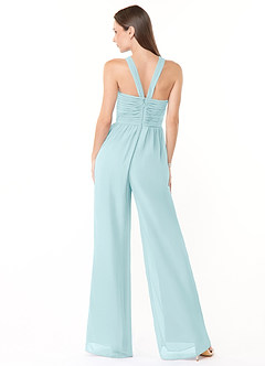 Azazie Berdie Brudtärnklänningar Jumpsuit av i Chiffong V-ringad plisserad halare image2