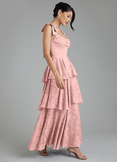 Azazie Jude Robes de demoiselle d'honneur Robe Trapèze en Blumen-Burnout Décolleté en cœur Rose Poudré image8