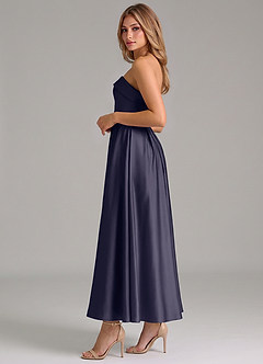 Azazie Lucienne Bridesmaid Dresses Stormy A-Line Pleated Stretch Satin Dress image3