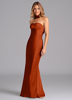 Azazie Lusinda Bridesmaid Dresses Paprika Mermaid Strapless Stretch Satin Dress image1