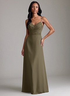 Azazie Kali Brudtärnklänningar Klä av A-Linje i Chiffong Plisserad Pilgrön image1