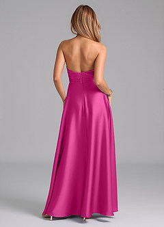 Azazie Tessie Bridesmaid Dresses Fuchsia A-Line Pleated Stretch Satin Dress image2