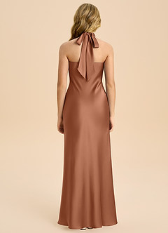 Azazie Chickie Junior Etui Plissee Stretch-Satin Kleid Bronzer image2