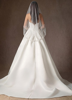 front Fingertip Cascading Pearl Fringe Bridal Cape Veil