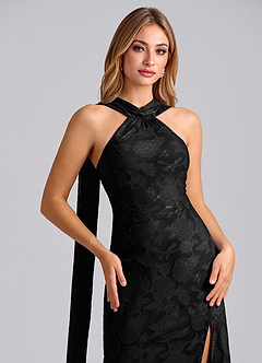 Azazie Kinsley Suknie dla druhen Syrena Pofałdowany Kwiatowe wypalenie Do ziemi Sukienka image7