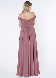 Azazie Audrianna Bridesmaid Dresses Vintage Mauve A-Line Off-The-Shoulder Gathered Chiffon Convertible Dress image3