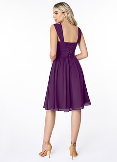 Azazie Angie Bridesmaid Dresses Grape A-Line Corset Chiffon Dress image2