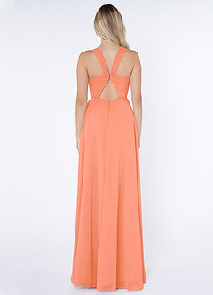 Azazie Jane Bridesmaid Dresses Sunset A-Line V-Neck Pleated Chiffon Dress image2