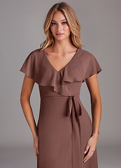 Azazie Lainey Bridesmaid Dresses Espresso A-Line with Pockets Chiffon Dress image6