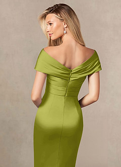 Azazie Ludlow Mother of the Bride Dresses Lemongrass Mermaid Pleated Stretch Satin Dress image5