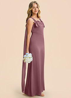 Azazie Chelsea Junior Amethyst Sheath Pleated Stretch Satin Dress image1