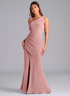 Azazie Madelyn Bridesmaid Dresses Dusty Rose Mermaid One Shoulder Chiffon Convertible Dress image5
