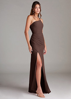 Azazie Eren Brudtärnklänningar Klä av Tubklänning i Chiffong Ena axeln Ganache image4