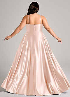 Azazie Elle Jurken voor bruidsmeisjes Jurk van Metaalachtig Satijn met A-Lijn met Zakken Rosé Goud image8