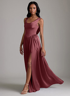 Azazie Novi Bridesmaid Dresses Desert Rose A-Line with Pockets Stretch Satin Dress image6