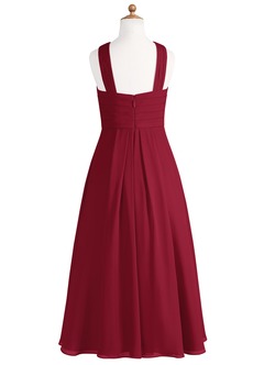 Azazie Kaleigh Junior Burgundy A-Line Pleated Chiffon Dress image7