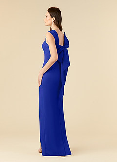 Azazie Ellen vestidos de madre de la novia Vestido de Azul Real de Crepé elástico de Recto con Corte Lateral image4